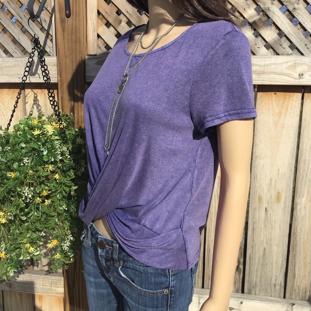 PURPLE TEE SHIRT SOFT TOP FRONT CRISS CROSS - Picture 2 of 13